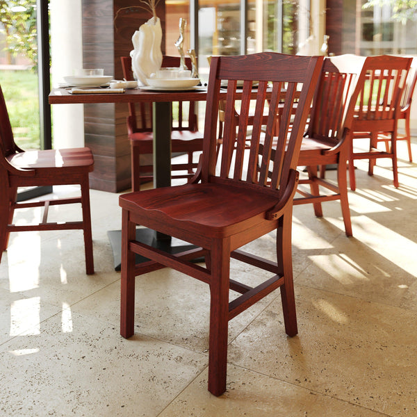 Mahogany |#| School House Back Mahogany Wood Restaurant Chair with Footrest