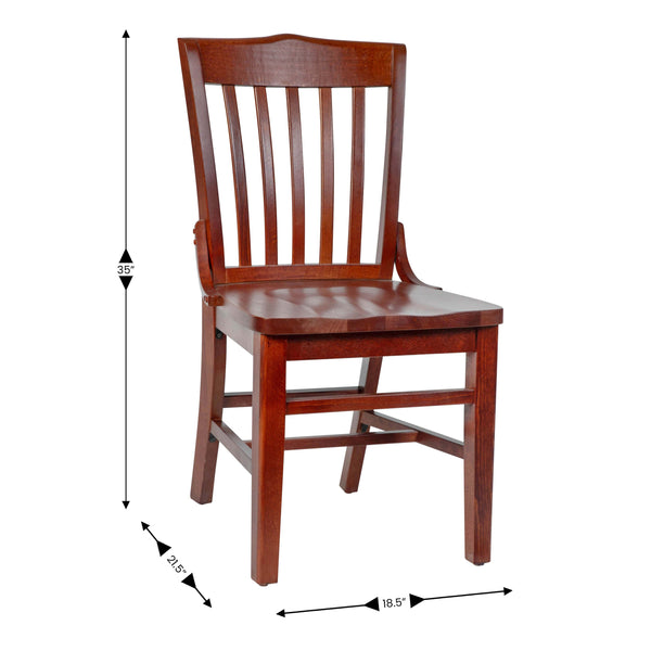 Mahogany |#| School House Back Mahogany Wood Restaurant Chair with Footrest