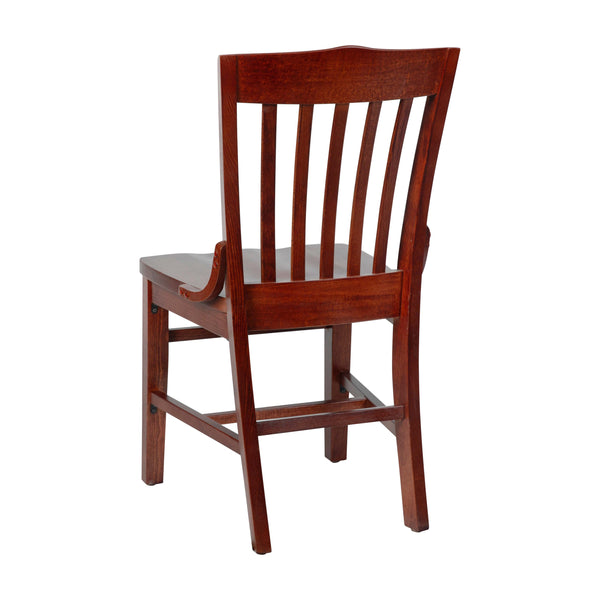 Mahogany |#| School House Back Mahogany Wood Restaurant Chair with Footrest