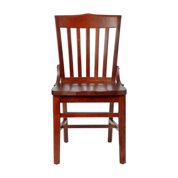Mahogany |#| School House Back Mahogany Wood Restaurant Chair with Footrest