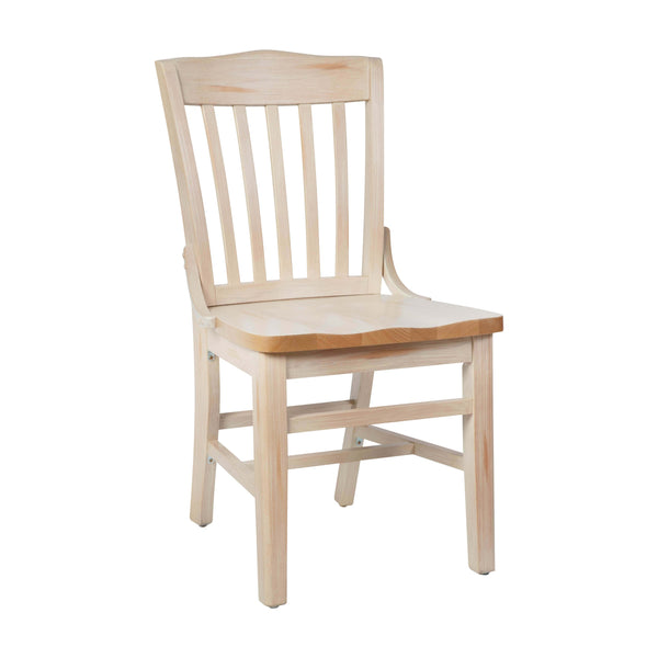 Antique White |#| School House Back Antique White Wood Restaurant Chair with Footrest