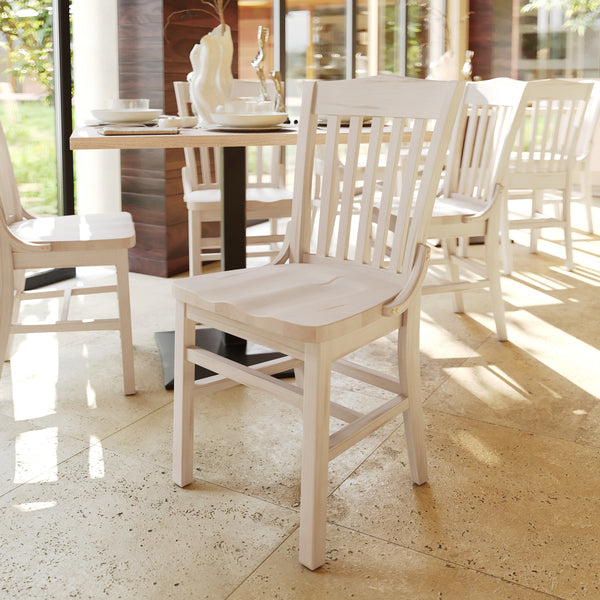 Antique White |#| School House Back Antique White Wood Restaurant Chair with Footrest