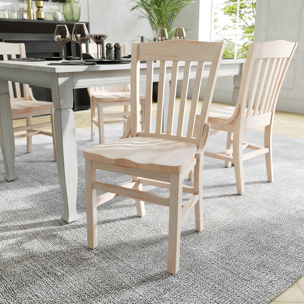 Antique White |#| School House Back Antique White Wood Restaurant Chair with Footrest