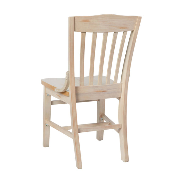 Antique White |#| School House Back Antique White Wood Restaurant Chair with Footrest