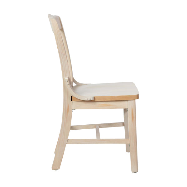Antique White |#| School House Back Antique White Wood Restaurant Chair with Footrest