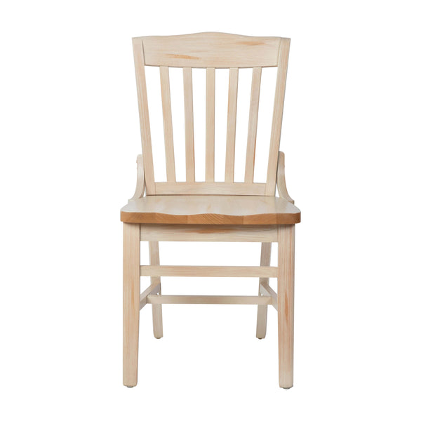 Antique White |#| School House Back Antique White Wood Restaurant Chair with Footrest