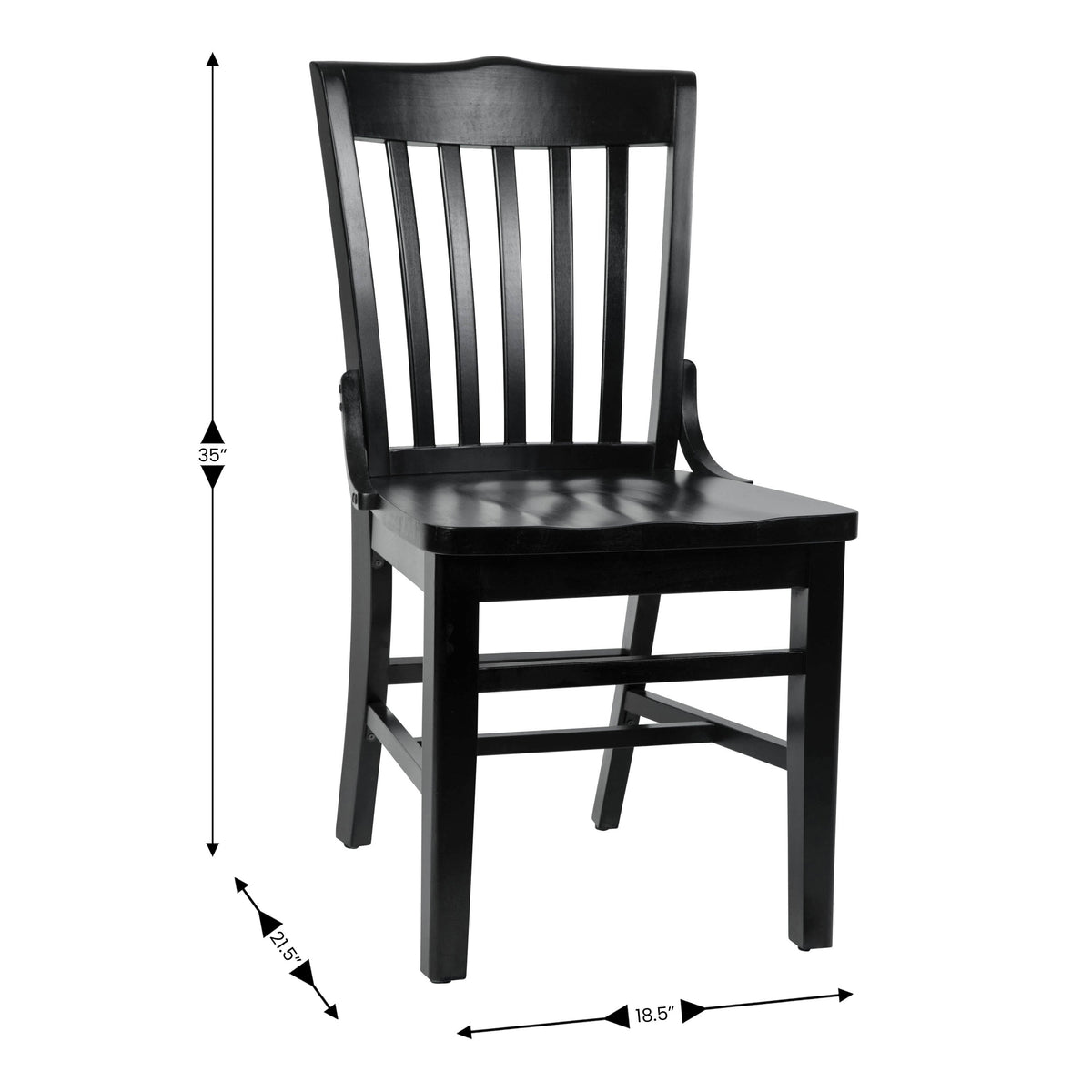 Black |#| School House Back Black Wood Restaurant Chair with Footrest