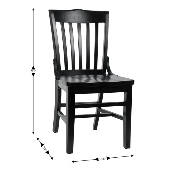 Black |#| School House Back Black Wood Restaurant Chair with Footrest
