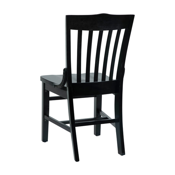 Black |#| School House Back Black Wood Restaurant Chair with Footrest
