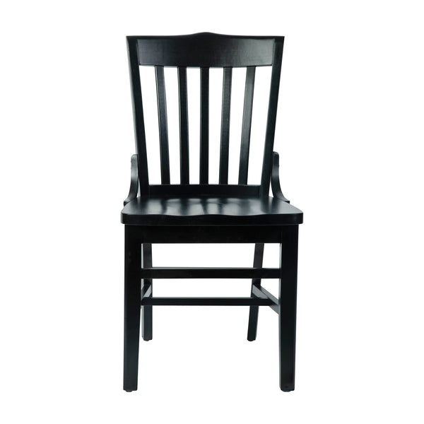 Black |#| School House Back Black Wood Restaurant Chair with Footrest
