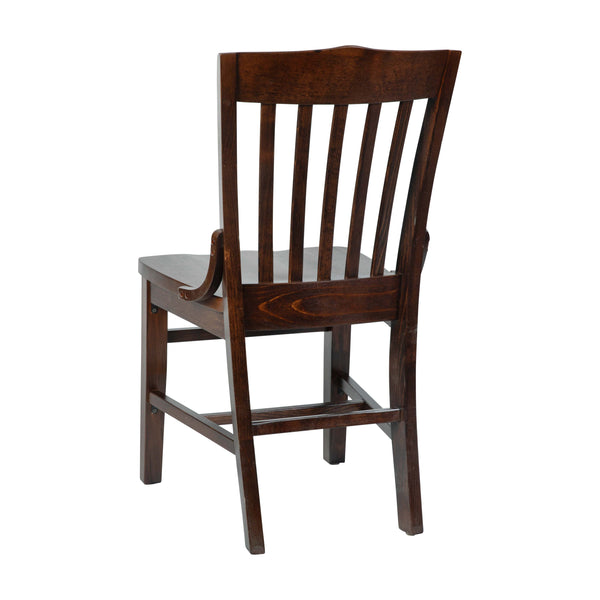 Walnut |#| School House Back Walnut Wood Restaurant Chair with Footrest