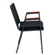 Black Patterned Fabric |#| Heavy Duty Black Dot Fabric Stack Chair with Arms - Reception Furniture