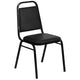 Black Vinyl/Black Frame |#| Trapezoidal Back Stacking Banquet Chair in Black Vinyl with 1.5inch Thick Seat