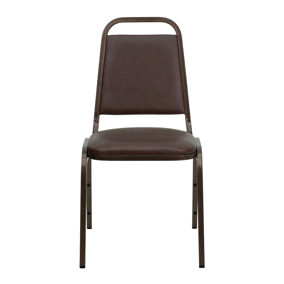 Brown Vinyl/Copper Vein Frame |#| Trapezoidal Back Stacking Banquet Chair in Brown Vinyl - Copper Vein Frame