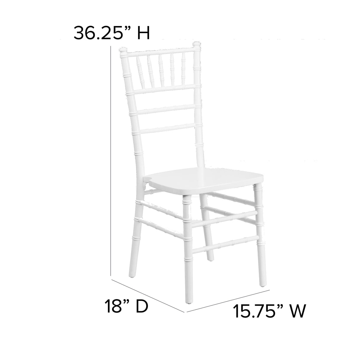 White |#| 1100lb. Capacity White Wood Stackable Chiavari Event Chair