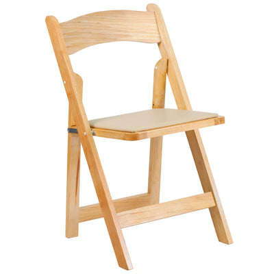 HERCULES Series Wood Folding Chair with Vinyl Padded Seat