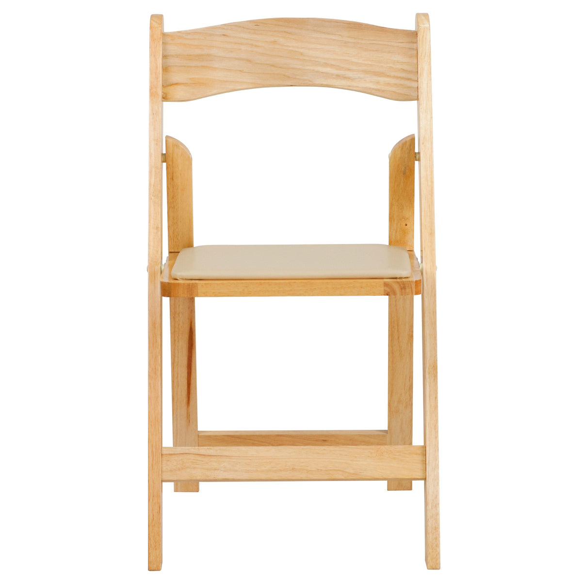 Natural |#| Natural Wood Folding Chair with Vinyl Padded Seat