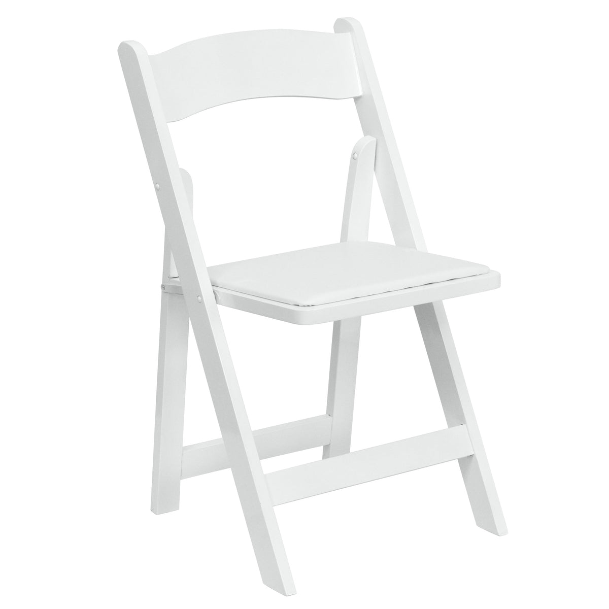 White |#| White Wood Folding Chair with Detachable Vinyl Padded Seat