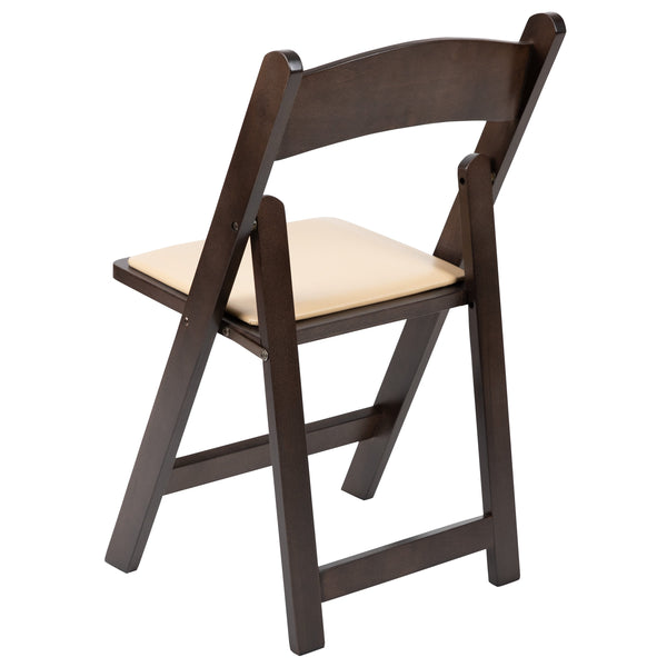 Chocolate |#| Chocolate Wood Folding Chair with Detachable Vinyl Padded Seat