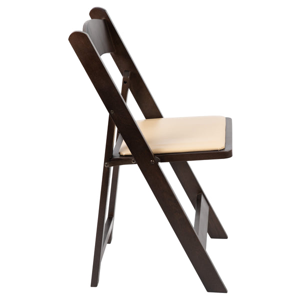 Chocolate |#| Chocolate Wood Folding Chair with Detachable Vinyl Padded Seat