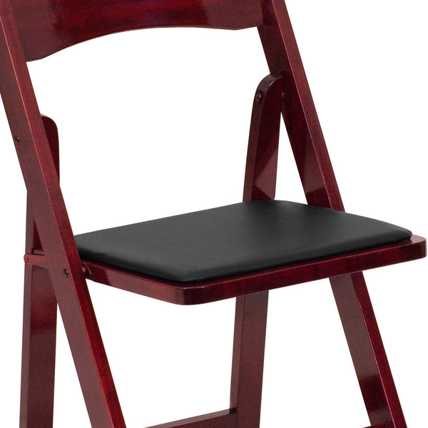 Mahogany |#| Mahogany Wood Folding Chair with Detachable Vinyl Padded Seat