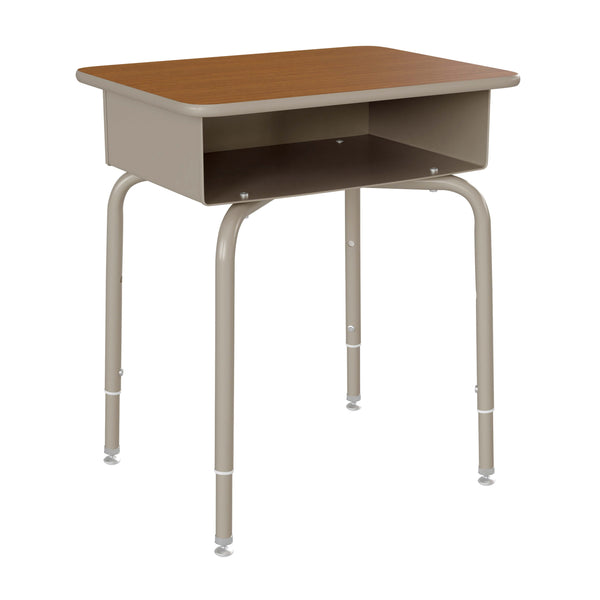 Walnut Top/Navy Chair |#| Walnut/Slvr Student Desk with Open Front Metal Book Box & Nvy Flex Comfort Chair