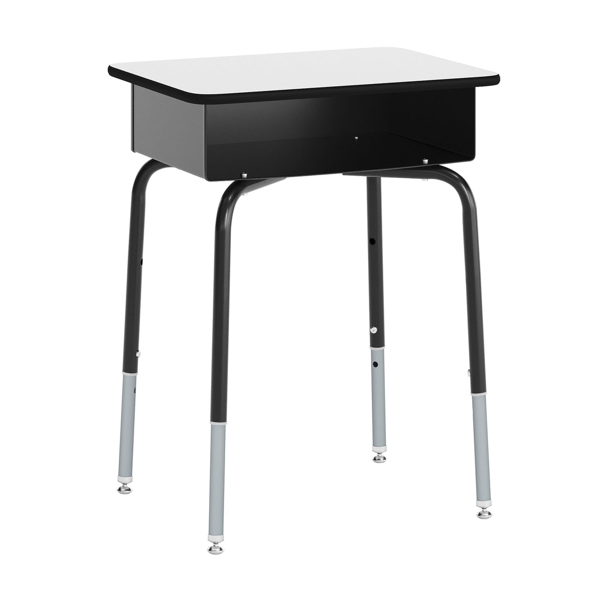 Gray Top/Black Chair |#| Gry/Black Student Desk with Open Front Metal Book Box & Black Flex Comfort Chair