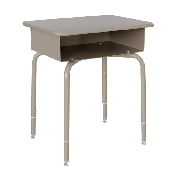 Gray Granite Top/Black Chair |#| Gr Grnte/Svr Student Desk with Open Front Metal Book Box & Bk Flex Comfort Chair