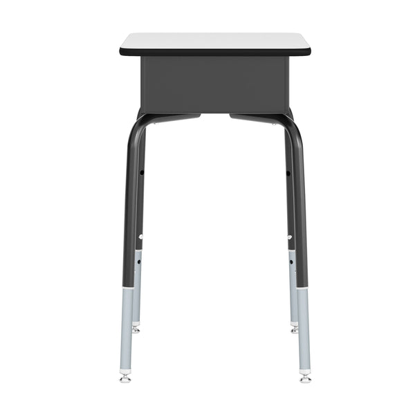 Gray Top/Black Chair |#| Gry/Black Student Desk with Open Front Metal Book Box & Black Flex Comfort Chair