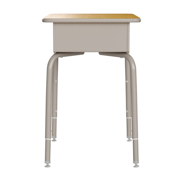 Maple Top/Navy Chair |#| Maple/Slvr Student Desk with Open Front Metal Book Box & Navy Flex Comfort Chair