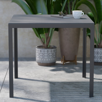 Harris Commercial Grade Indoor/Outdoor Square Steel Patio Dining Table for 4 with Poly Resin Slatted Top - View 2