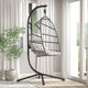 Commercial All-Weather Black Steel Hanging Chair C Stand with Included Hardware