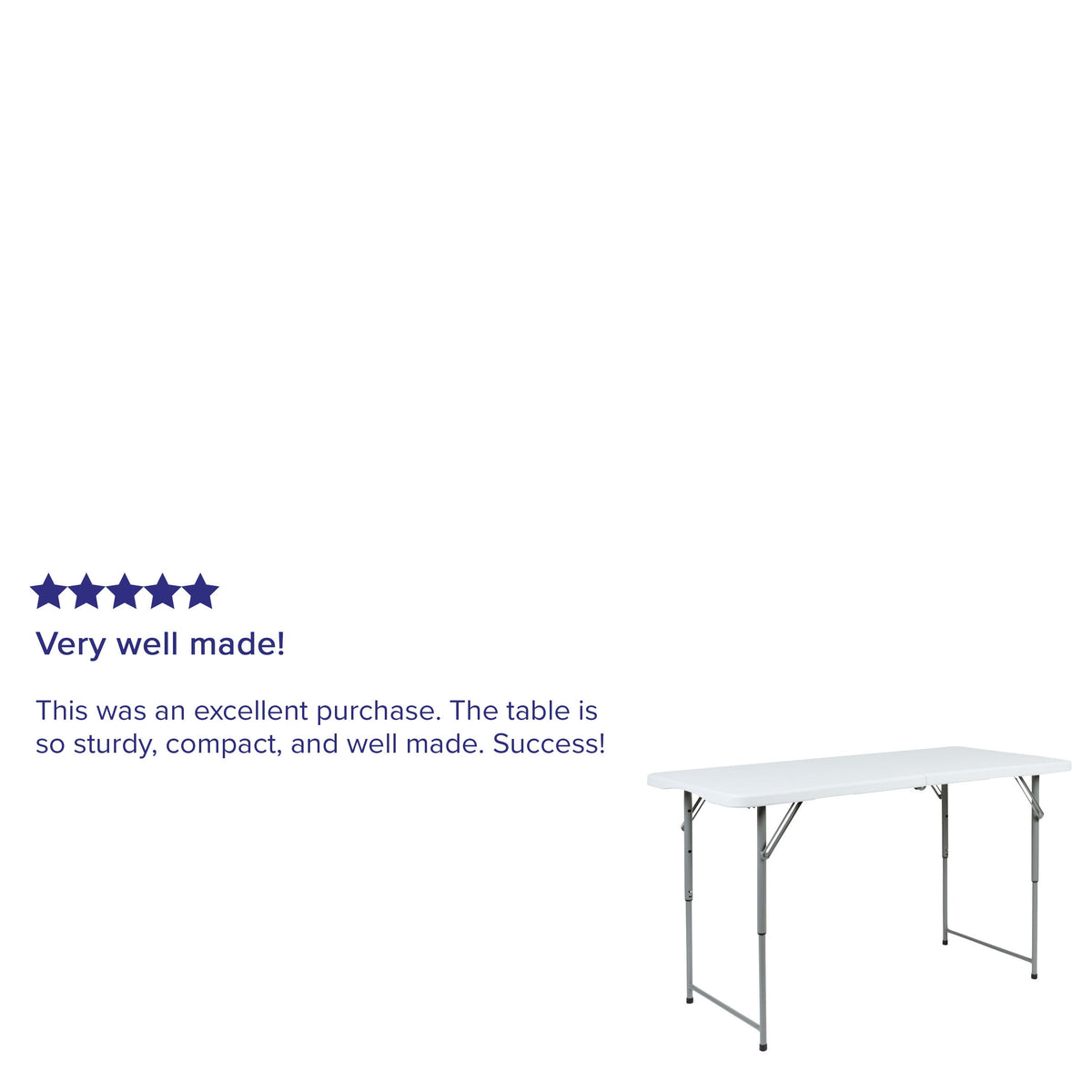 4-Foot Height Adjustable Bi-Fold Granite White Plastic Folding Tables