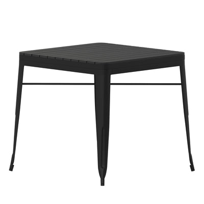 Helvey 31.5" Square Commercial Grade Indoor/Outdoor Steel Patio Dining Table for 4 with Poly Resin Slatted Top - View 1