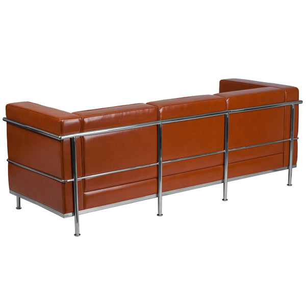 Black |#| Contemporary Black LeatherSoft Sofa with Double Bar Encasing Frame