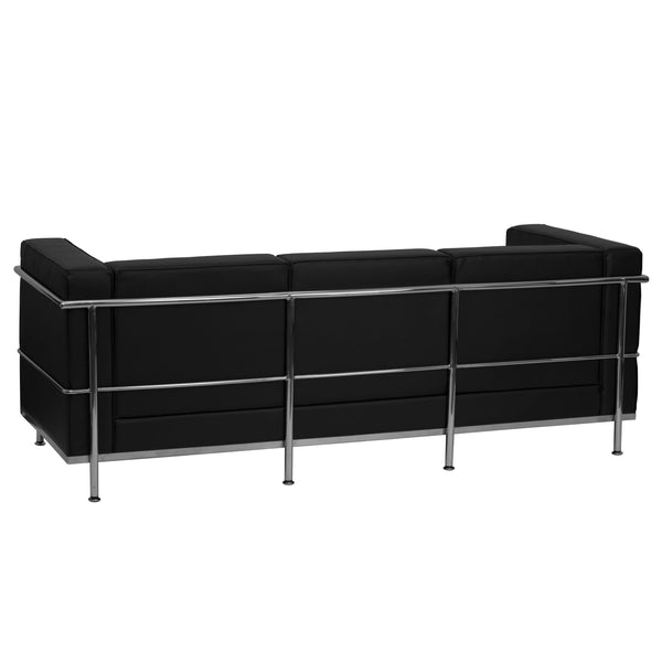 Melrose White |#| Contemporary White LeatherSoft Sofa with Double Bar Encasing Frame