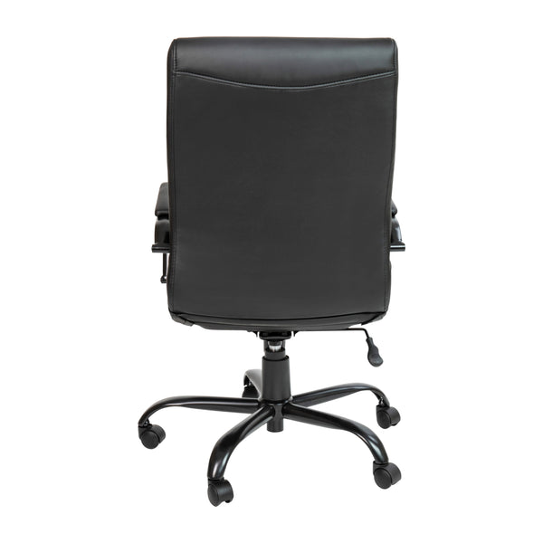 Black LeatherSoft/Black Frame |#| High Back Black LeatherSoft Executive Swivel Office Chair with Black Frame/Arms