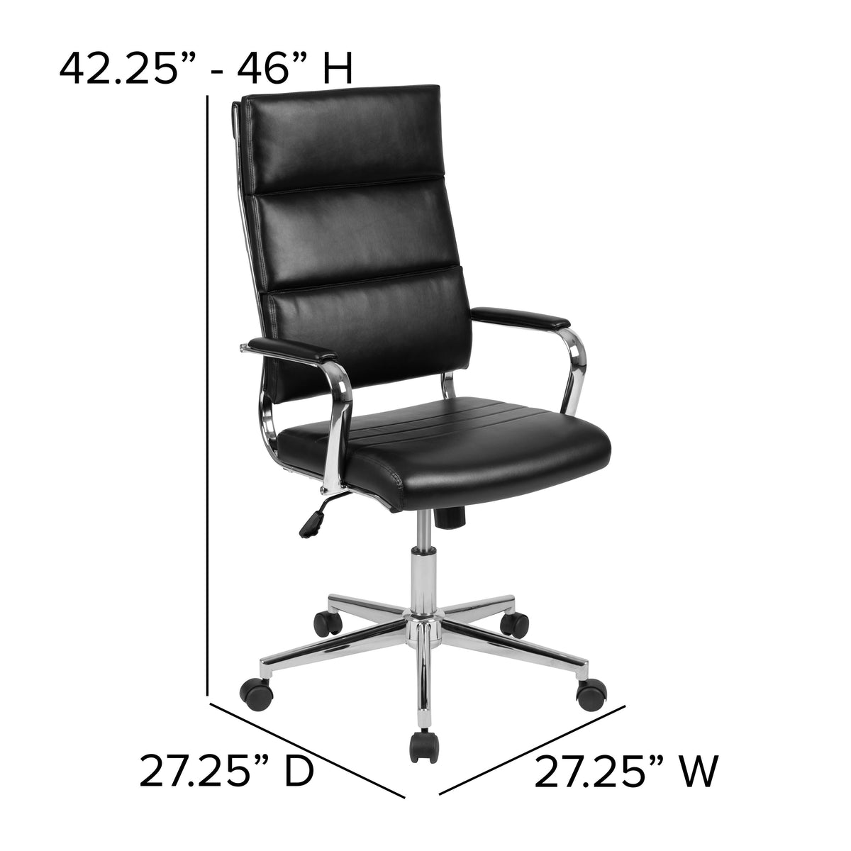 Black |#| High Back Black LeatherSoft Contemporary Panel Executive Swivel Office Chair