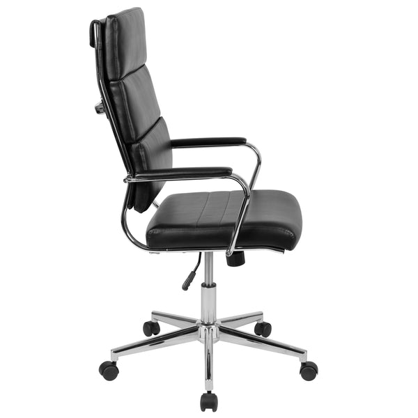 Black |#| High Back Black LeatherSoft Contemporary Panel Executive Swivel Office Chair