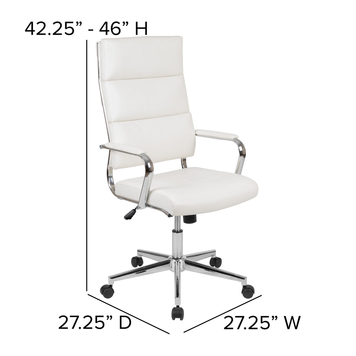 White |#| High Back White LeatherSoft Contemporary Panel Executive Swivel Office Chair