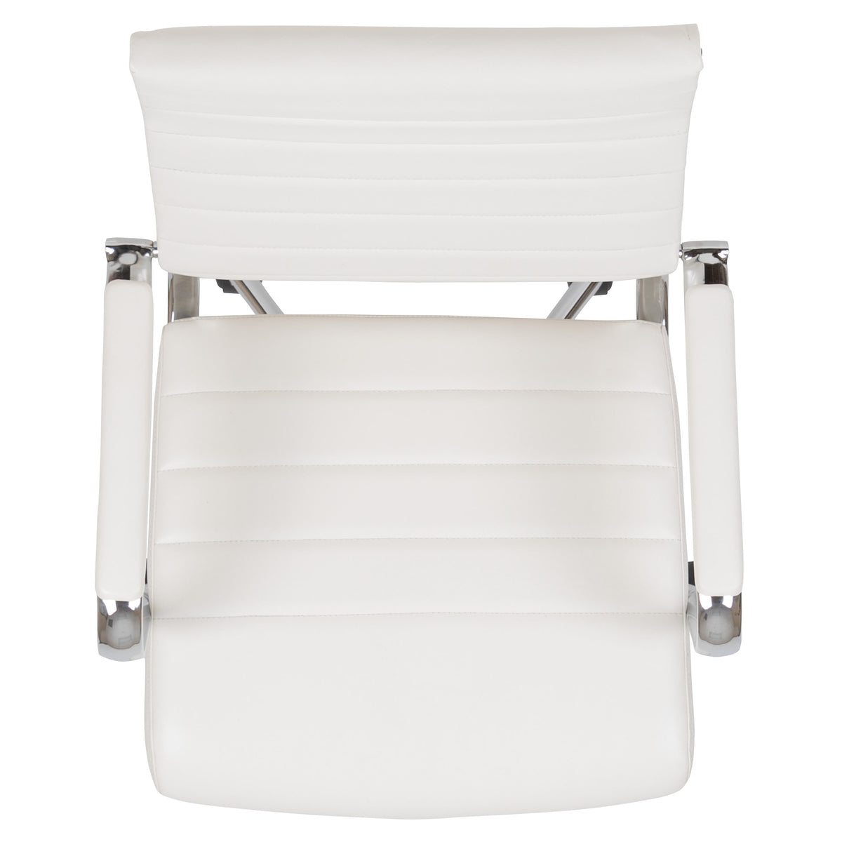 White |#| High Back White LeatherSoft Ribbed Executive Swivel Office Chair - Desk Chair