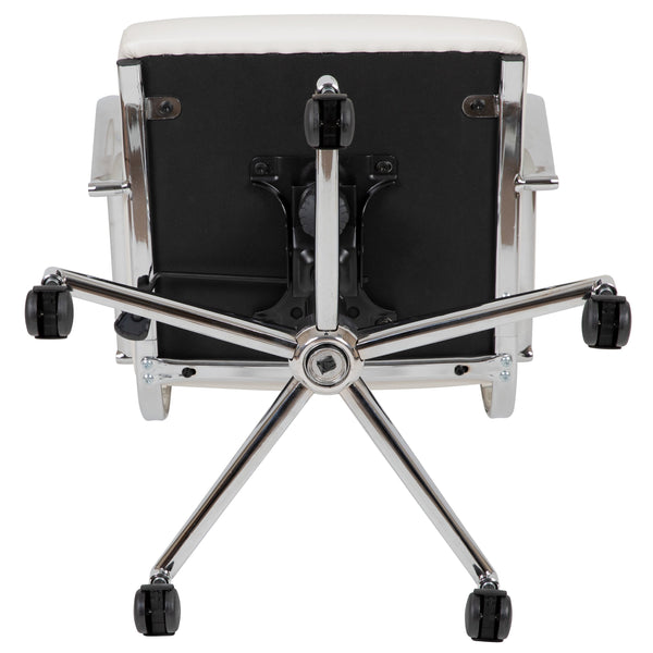 White |#| High Back White LeatherSoft Ribbed Executive Swivel Office Chair - Desk Chair