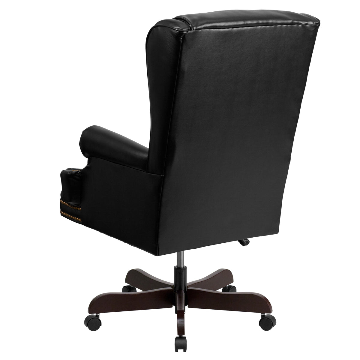 Black |#| High Back Tufted Black LeatherSoft Ergonomic Office Chair w/Oversized Headrest