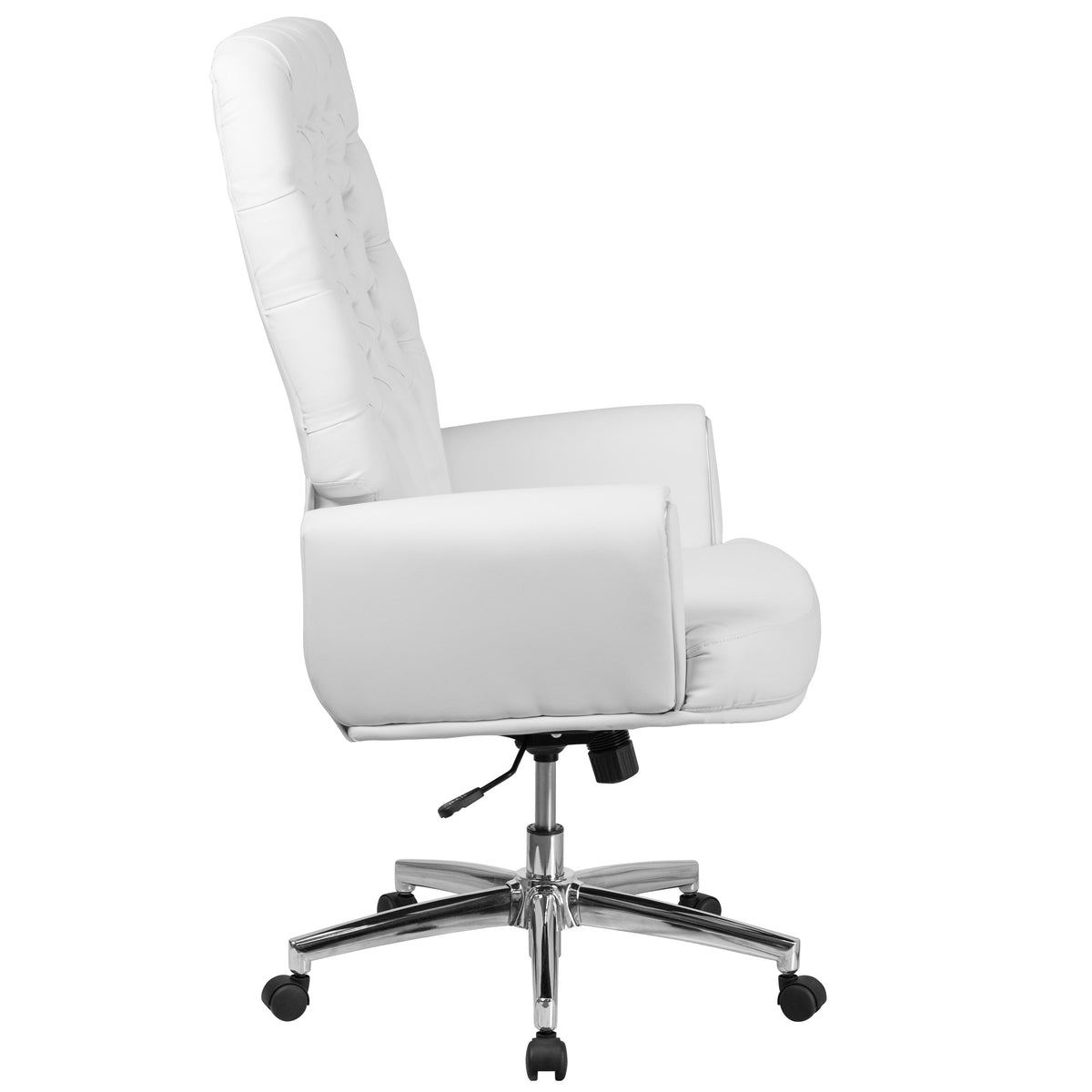 White |#| High Back Traditional Tufted White LeatherSoft Executive Swivel Office Chair