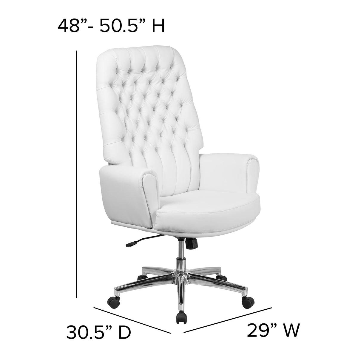 White |#| High Back Traditional Tufted White LeatherSoft Executive Swivel Office Chair