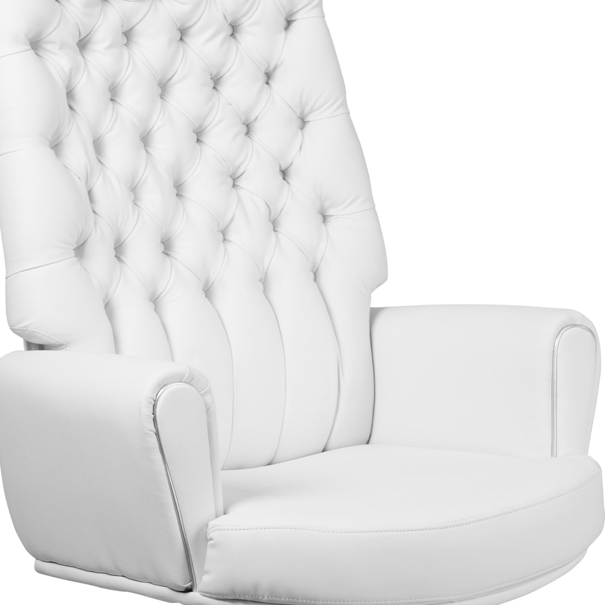 White |#| High Back Traditional Tufted White LeatherSoft Executive Swivel Office Chair