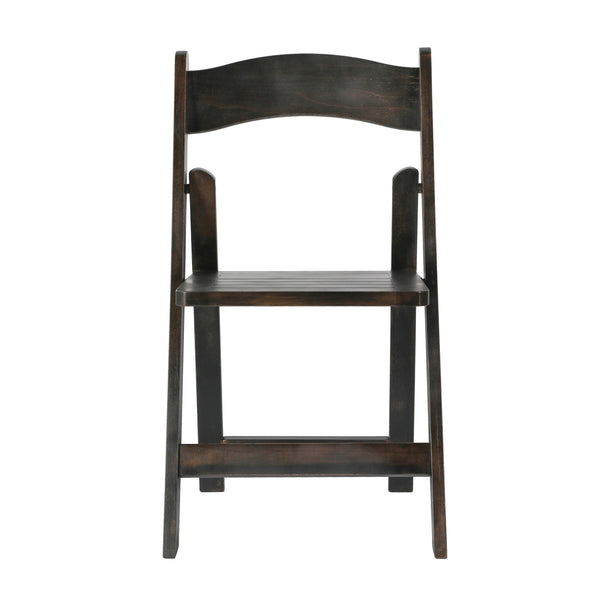 Early American Wood |#| Commercial Grade Solid Wood Portable Folding Dining Chair, Early American Finish
