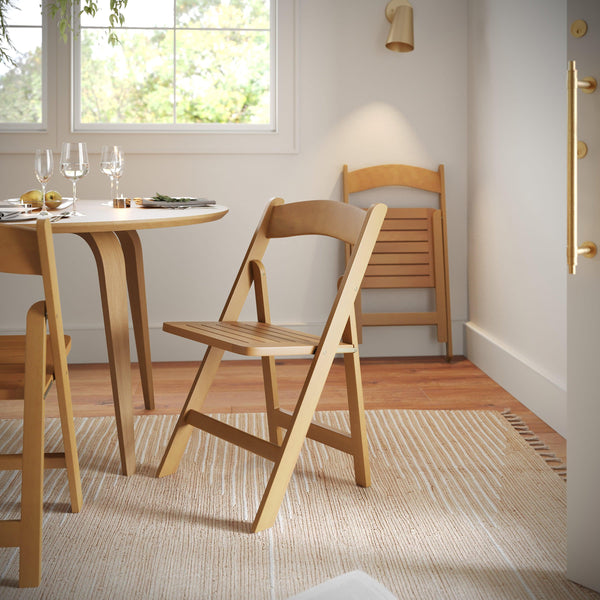 Oak |#| Commercial Grade Solid Wood Portable Folding Dining Chair, Oak Finish