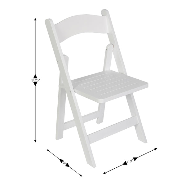 White |#| Commercial Grade Solid Wood Portable Folding Dining Chair, White Finish