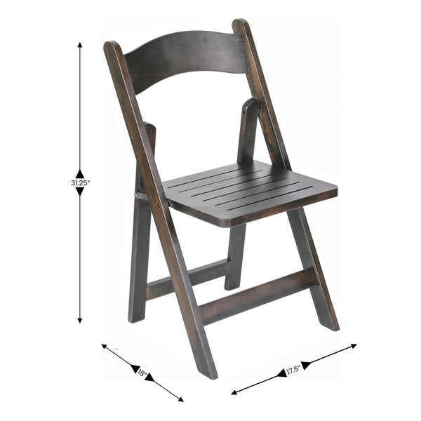 Early American Wood |#| Commercial Grade Solid Wood Portable Folding Dining Chair, Early American Finish